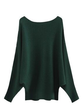 Chicwish Green Women's Boatneck batwing Sweater